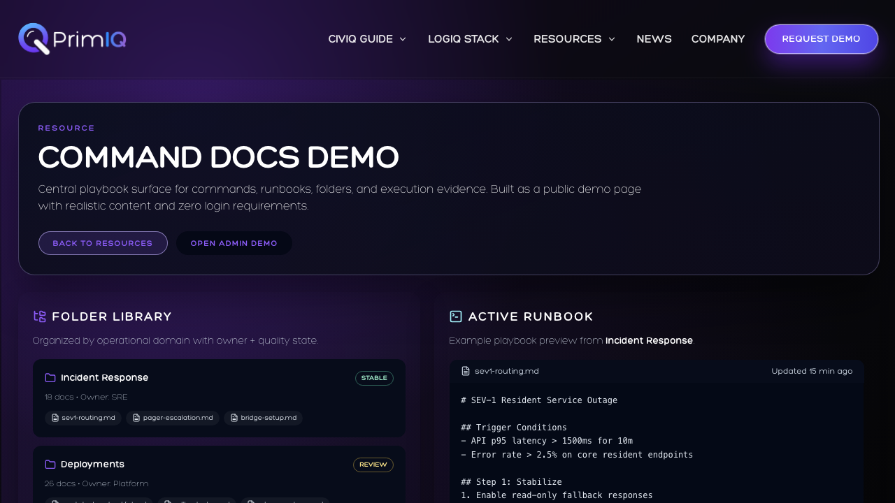 LogIQ Stack Command docs proof