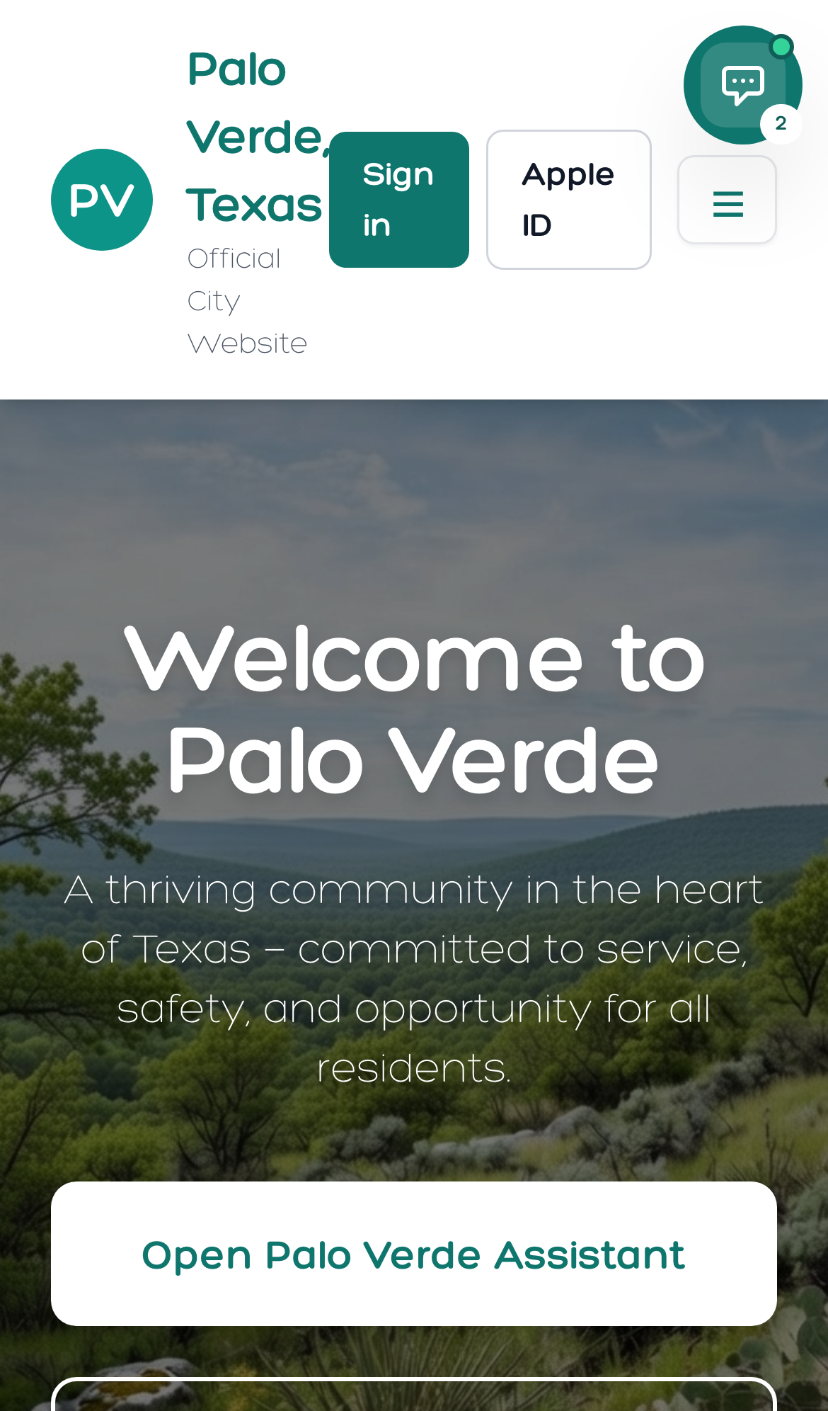 Palo Verde mobile website preview